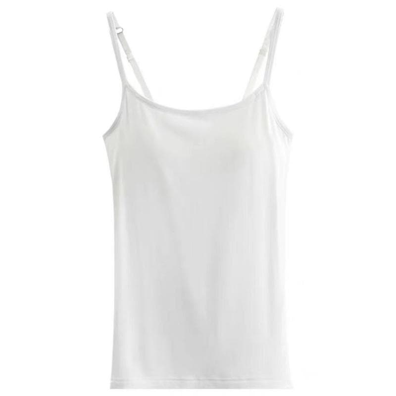 Chest Padded Vest Women's Tank Top Solid Color Camisole Vest Undershirt Underwear Top 3XL white