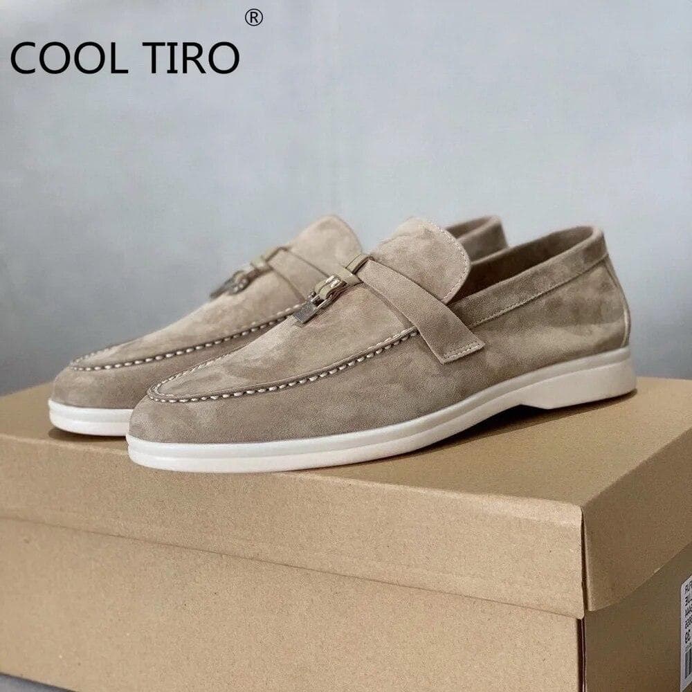Woman Flat Shoes Slip On Women Loafers Leather Metal Lock Blue Suede Moccasins Mules Casual Driving Shoe Summer Walk Shoes Femme 41