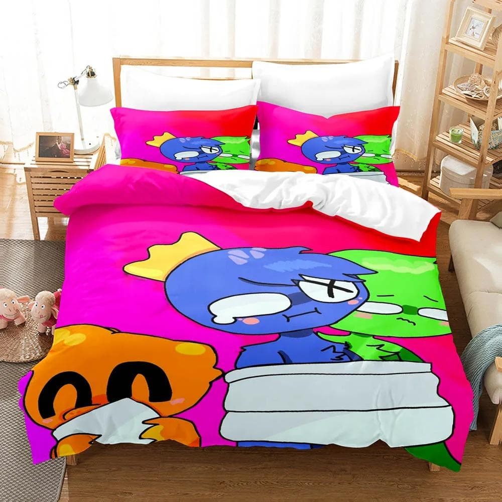 R-Rainbow Friends Bedding Sets 3D Kids Duvet Cover Set With Pillowcase Twin Full Queen King Bedclothes Bed Linen For Boys Girls 70x133cm 2pcs