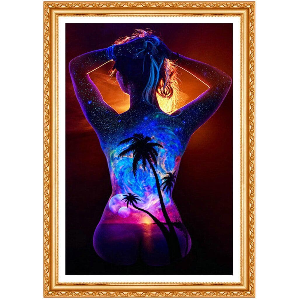 Diamond Painting Beauty Body Art Scenery View Coconut Tree Stars Diamond DIY Full Round Home Decor 20X30CM