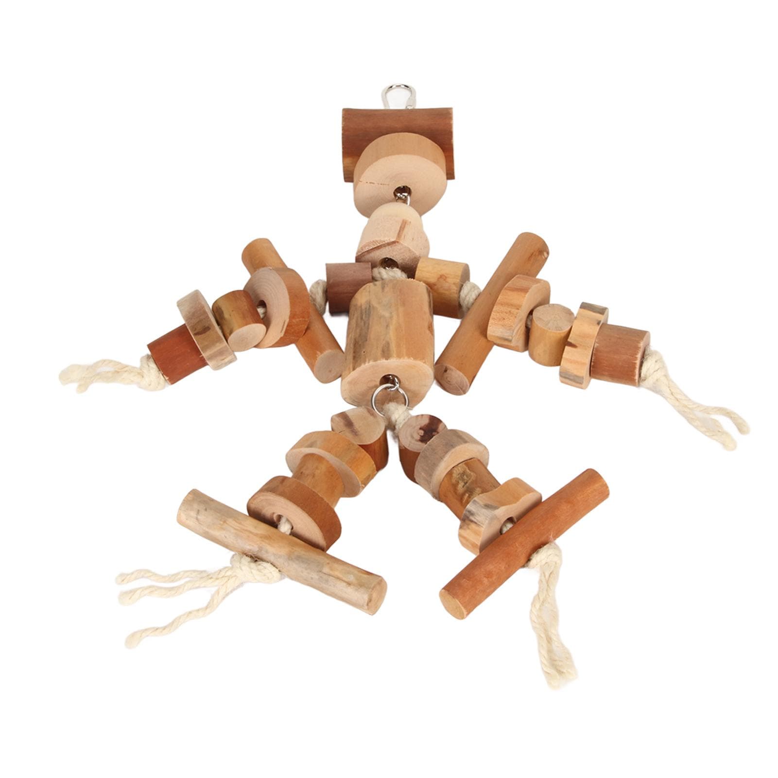 Parrot Toys Wood Blocks Bird Toys Reduce Anxiety Exercise Beak Bird Chew Toys with Movable Hooks