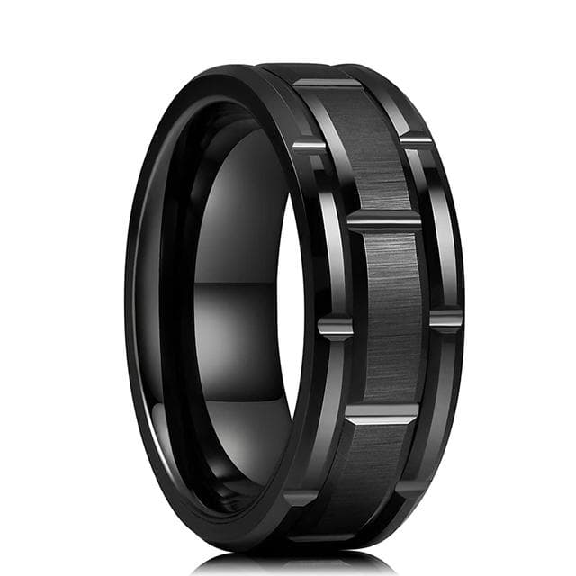 Fashion 8mm Men Red Groove Beveled Edge Stainless Steel Celtic Dragon Ring Zircon Inlay Red Carbon Fibre Ring Men Wedding Band 10