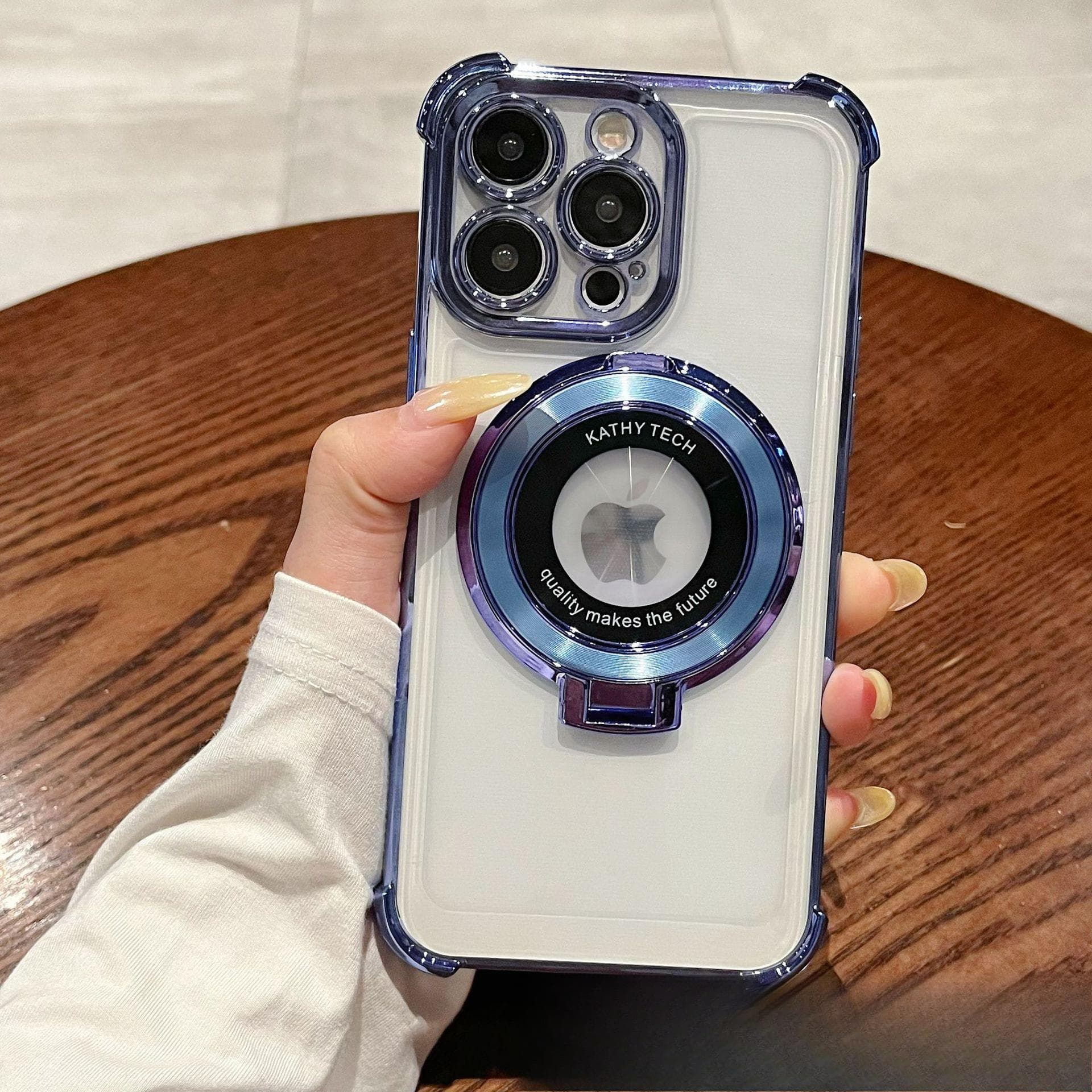 Electroplating Magnetic Suction Bracket Suitable for Apple 16PRO Protective Case Electroplating Anti-fall Soft Shell IPhone13 15 Mobile Phone Case Apple 16PROMAX blue