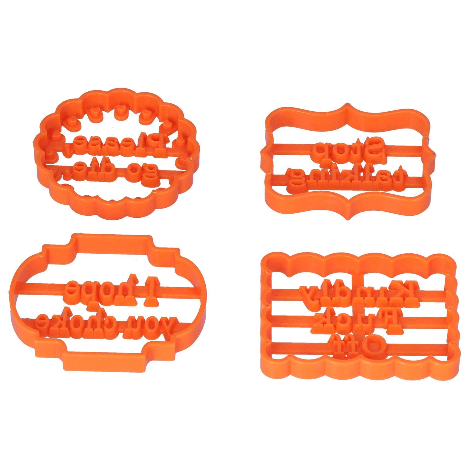 4Pcs Biscuits Molds Cookie Plastic DIY Baking Molds with Phrases for Home Birthdays Holidays