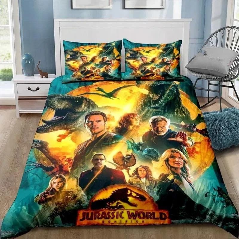Dinosaur Jurassic Park 3D Print Bedding Set Single Twin Full Queen King Size Bed Set Adult Kid Bedroom Bedding Gift 150X200cm-3pcs