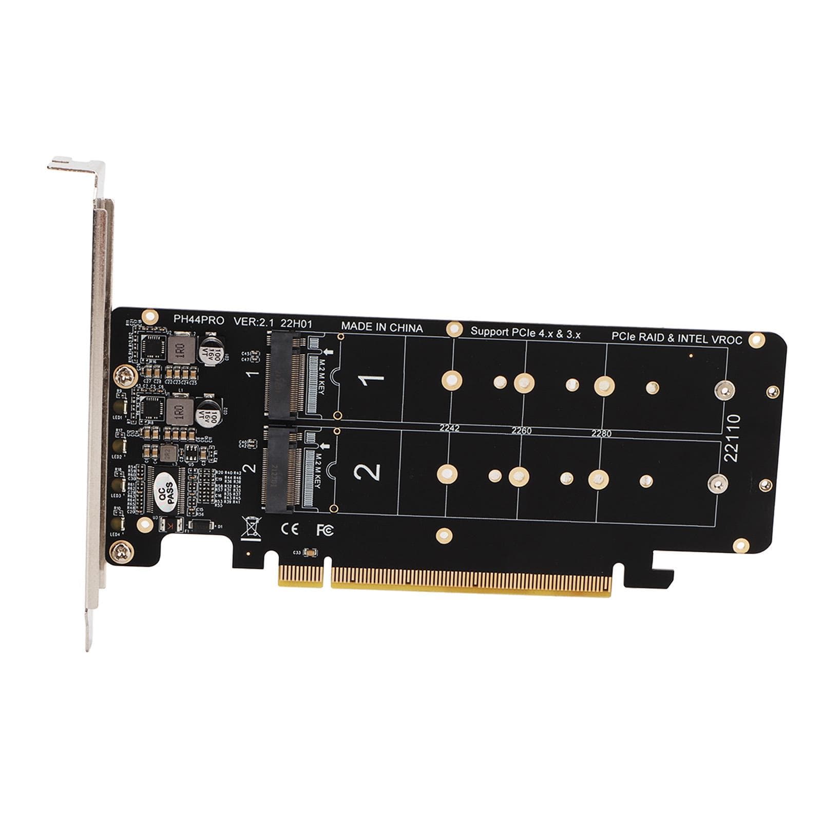 PCIE X16 to M.2 M KEY Expansion Card NVMEx4 SSD 2U Server RAID Array Expansion Card with LED