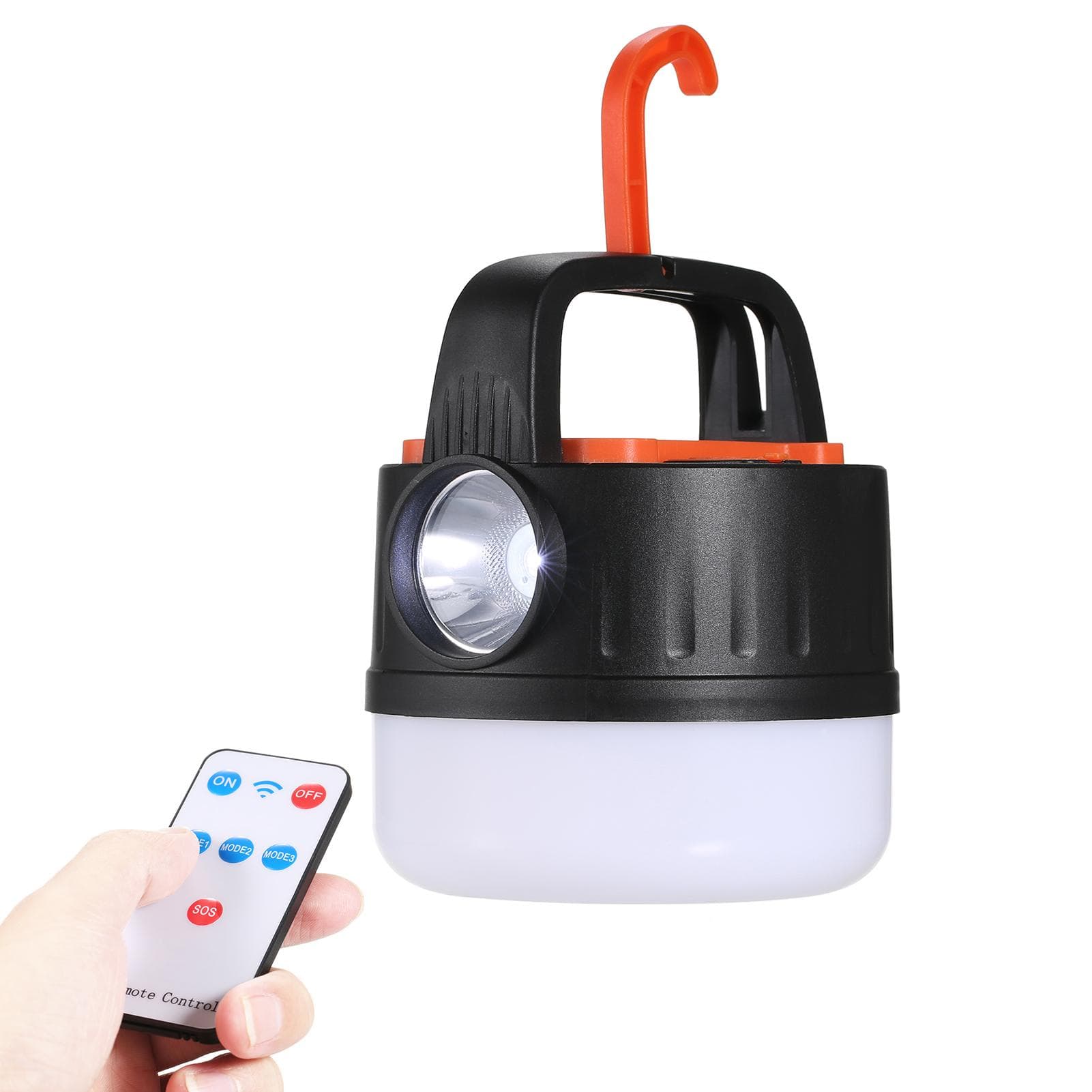 Solar LED Camping Lantern Rechargeable Tent Light Hanging Lamp for Outdoor Emergency Hurricane black