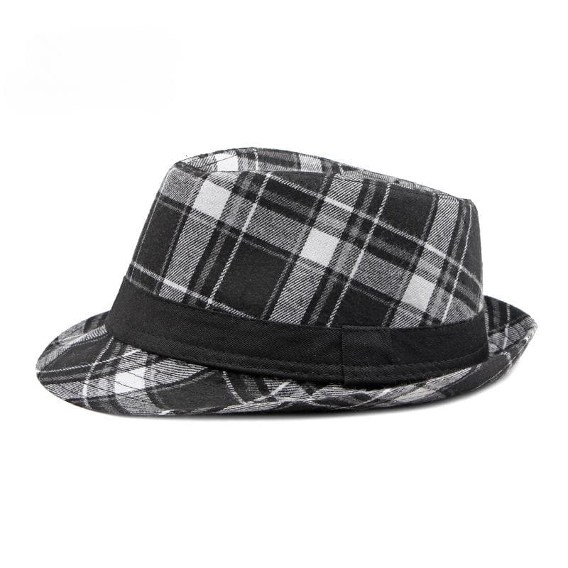 Spring/Summer Classic Versatile Checkered Top Hat Women's British Retro Jazz Fedoras for Men black
