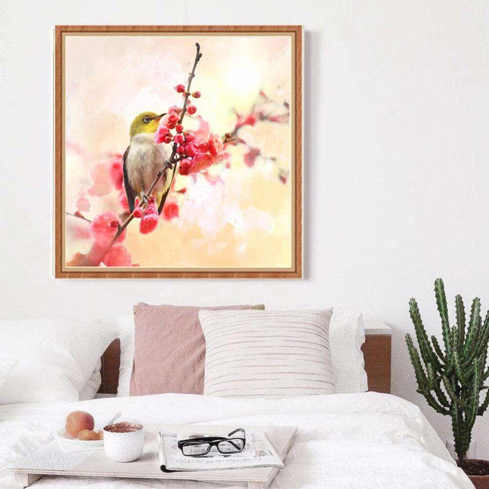 Diamond Embroidery Sparrow & Floral Diamond Painting Cross Stitch Full Round Drill Rhinestone 30x30CM