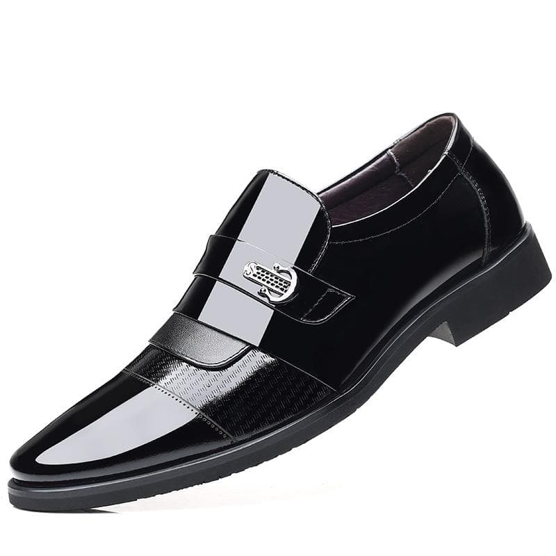 New Style Men's Boots Inner Heightening Patent Leather Men's Shoes Genuine Leather British Shiny Shoes 44 black