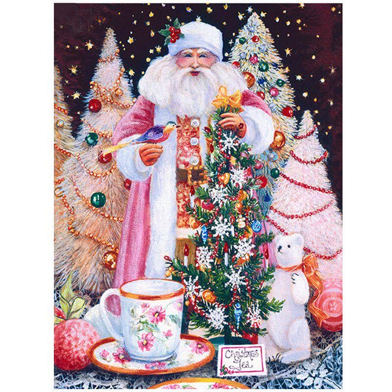 Full Round Drill 5D Diy Diamond Painting Santa Claus Diamond Embroidery Christmas Tree Cross Stitch 20X30CM