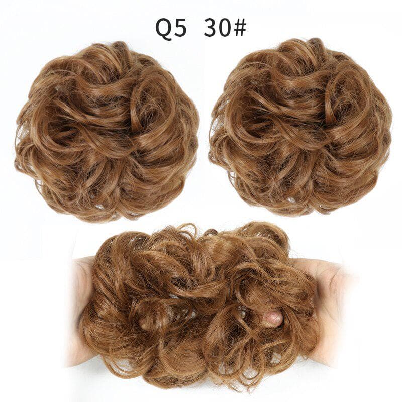 Women's Synthetic Messy Chignon Donut  Hair Bun Pad Elastic Hair Rope Rubber Band Hair Extensions 30