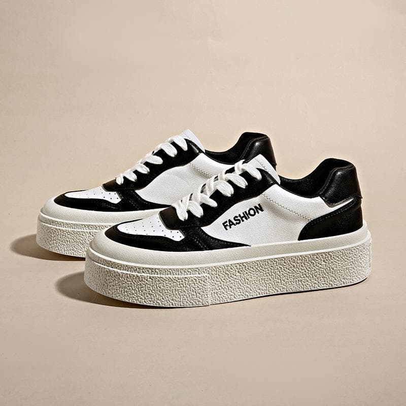 Authentic Thick-soled White Shoes Women's Spring New Korean Version Casual All-match Color Matching Student Muffin Sneakers Trendy 40 black