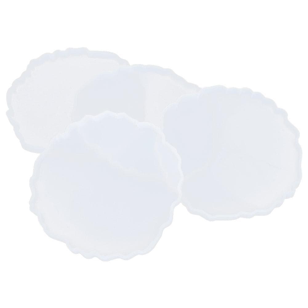 4Pcs Coaster Molds Silicone Combination Set DIY HandMade Crystal Epoxy Wavy Mirror Cloud Molds