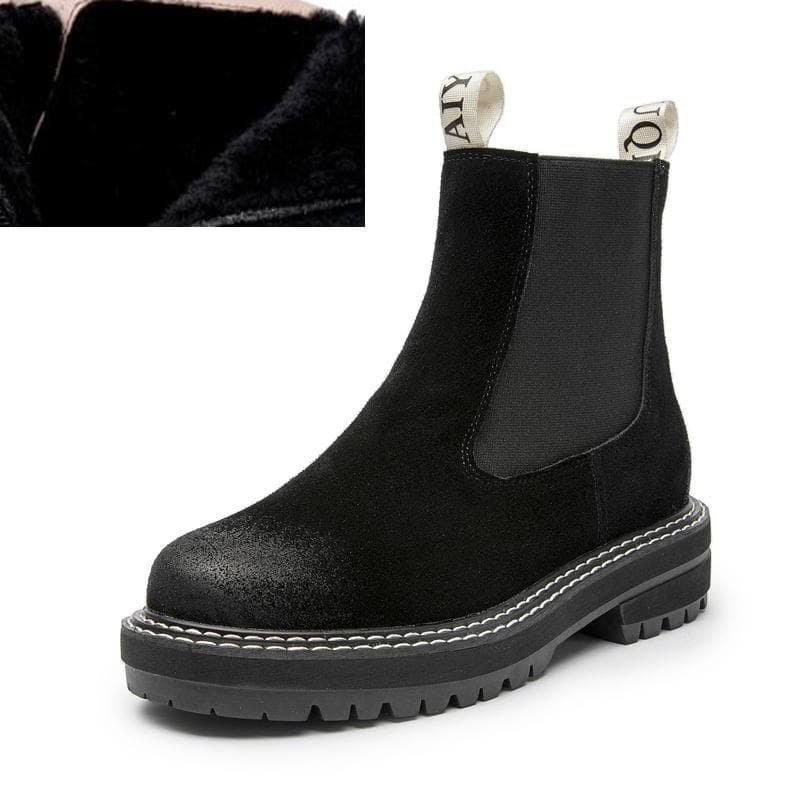 Women Boots Sued Genuine Leather Fashion British Style Women Chelsea Boots Large SizeSuitable for spring, autumn and winterFemaleAnkle Boots 38