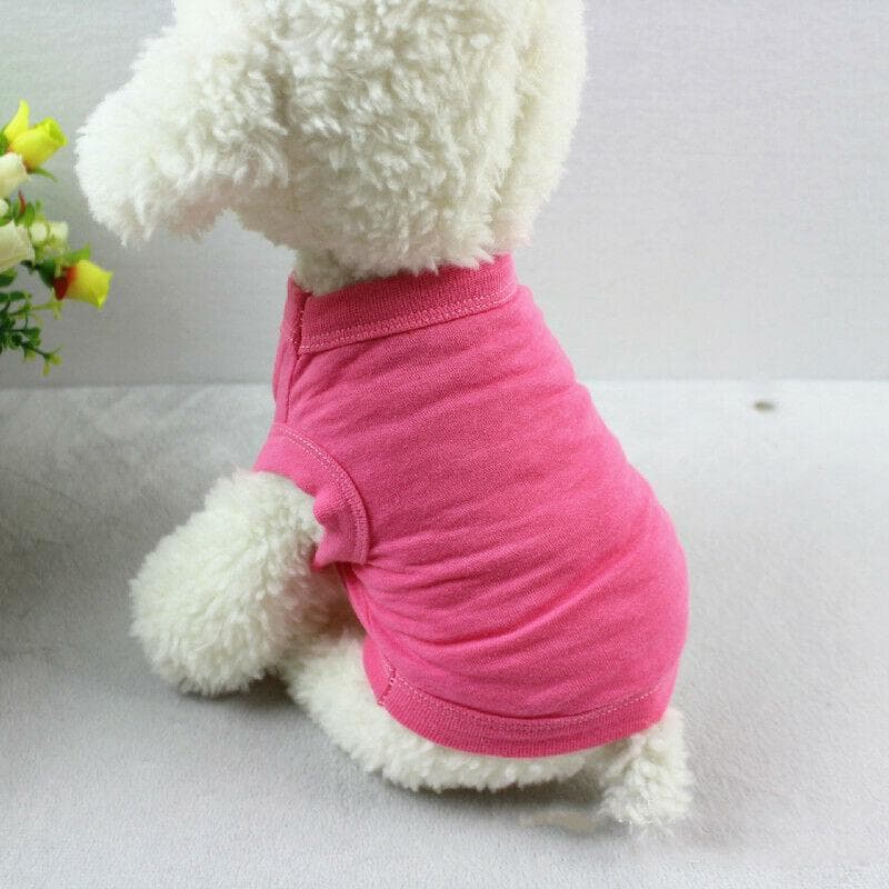 Plain Cotton Cat Dog Clothes Summer Small Medium Dogs Vest Pet T-shirt Clothing Solid Color Pet Vest L+ pink