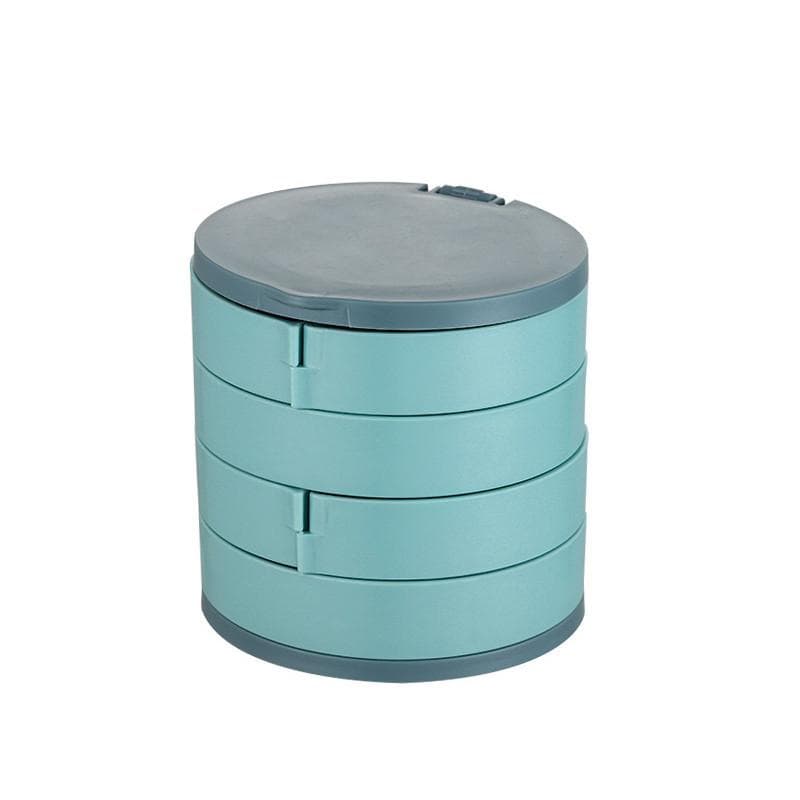 4 Colors Rotating Multilayer Jewelry Box Earring Storage Box Bracelet Earring Necklace Jewelry Stand Dustproof Box blue