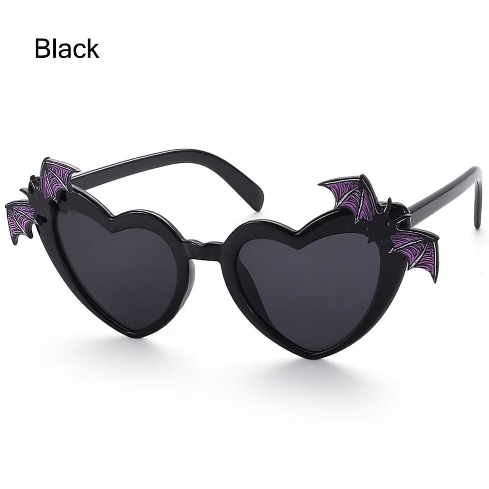 Heart Shaped Bat Wings Sunglasses for Women Trendy Halloween Costume Party Accessory