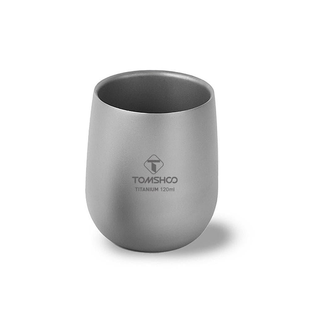 TOMSHOO Insulated Double Wall Drink Cup Camping Titanium Water Cup for Camping Hiking 120ml