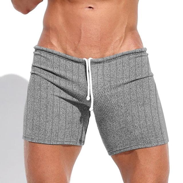 Men Shorts Summer Causal Solid Color Drawstring Sports Short Pants Beach Vacation Surfing Male Pant XXXL gray