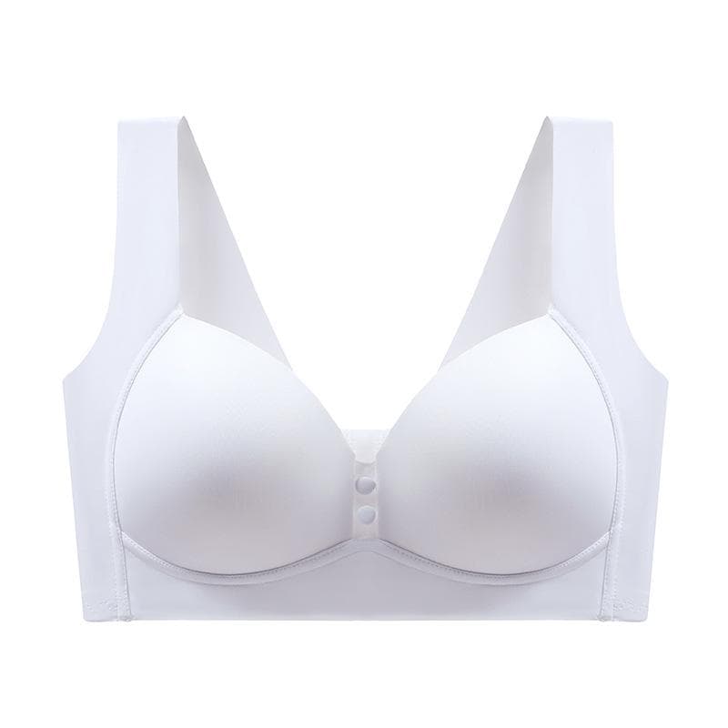 Seamless Bra Women's Large and Thin Underwear Full Cup Without Steel Ring Gathered Bra Solid Casual Bra Traceless Bra 48/110C white