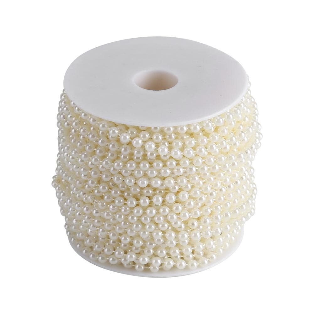 30m/roll 5mm Artificial Pearl DIY Ornaments Beads Curtain Wedding/Festival Party Decor Beige beige