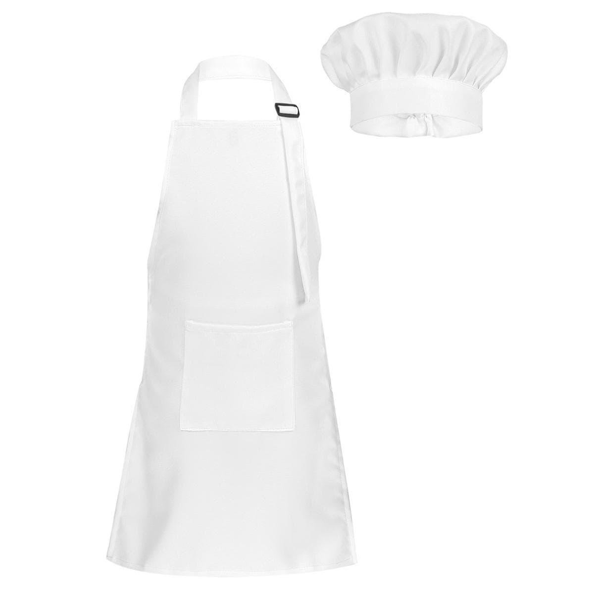 Kids Boys Girls Chef Hat Apron Set Children Kitchen Bib Aprons Kitchen Cooking Baking Training Wear Costume 2-4 Years white