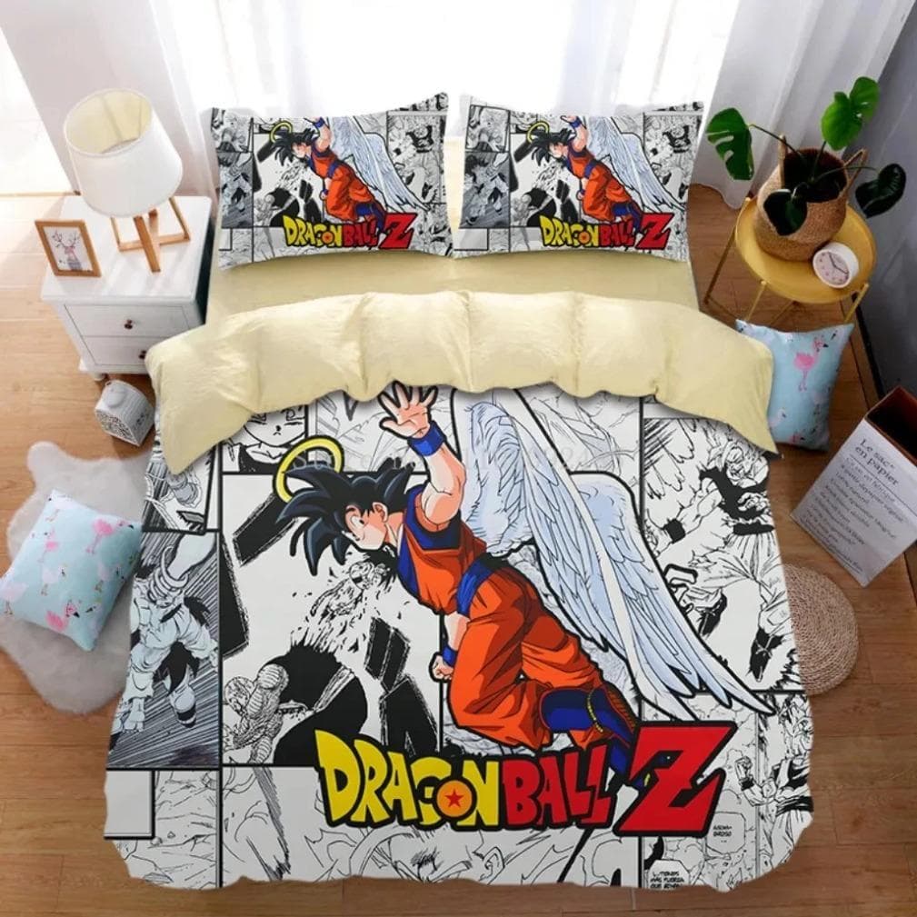 Anime Dragon-Ball Bedding Set,Goku Duvet Cover,Duvet Comforter Quilt Cover Set Super Saiyan Bedding Set For Adult Kids Children 135x200cm 2pcs