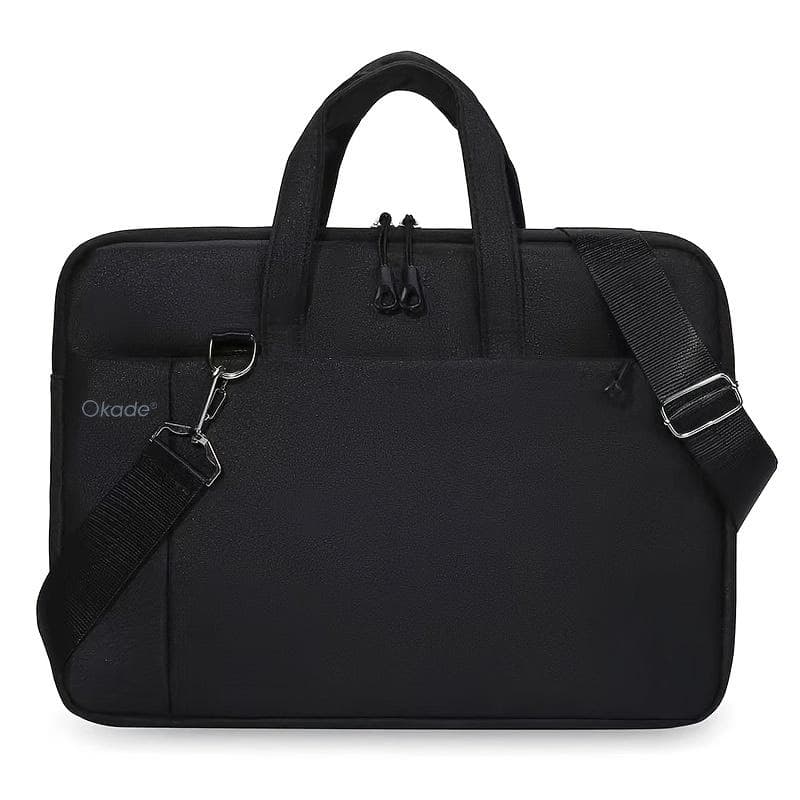 Okade Lightweight Laptop Shoulder Bag - Shockproof with 8mm Sponge Padding, Plush Lining, CDYarn Fabric, Dual Compartments 15inch black
