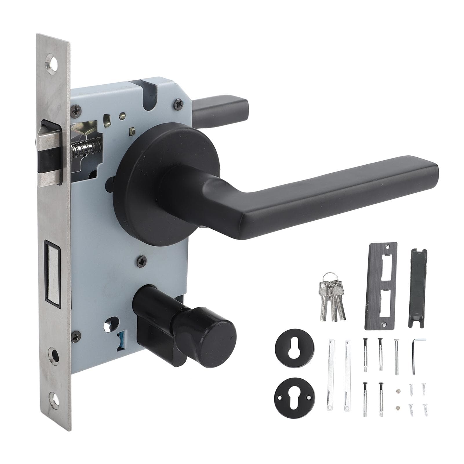 House Door Handle Lock Aluminum Black Antioxidant Coating Shock Resistance Door Lever for Bedroom