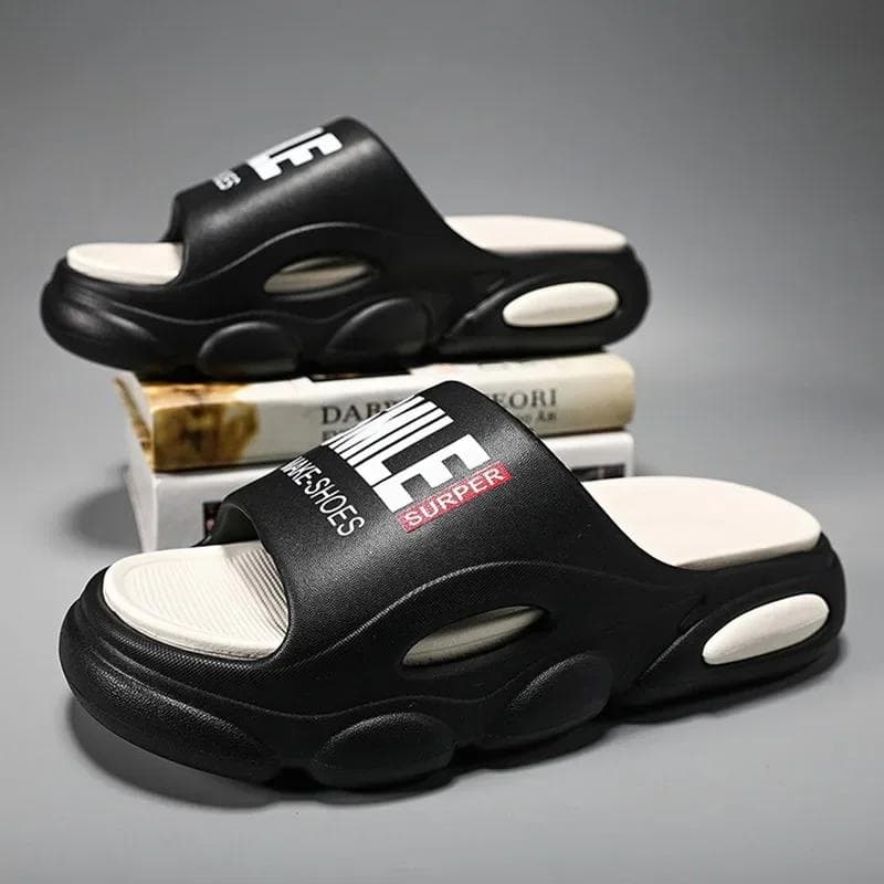 Slippers Platform 5cm Men Soft Air Cushion Slippers Eva Women'S Slippers Fashion Flip Flops Outdoor Shoes Summer Sandals 35 black