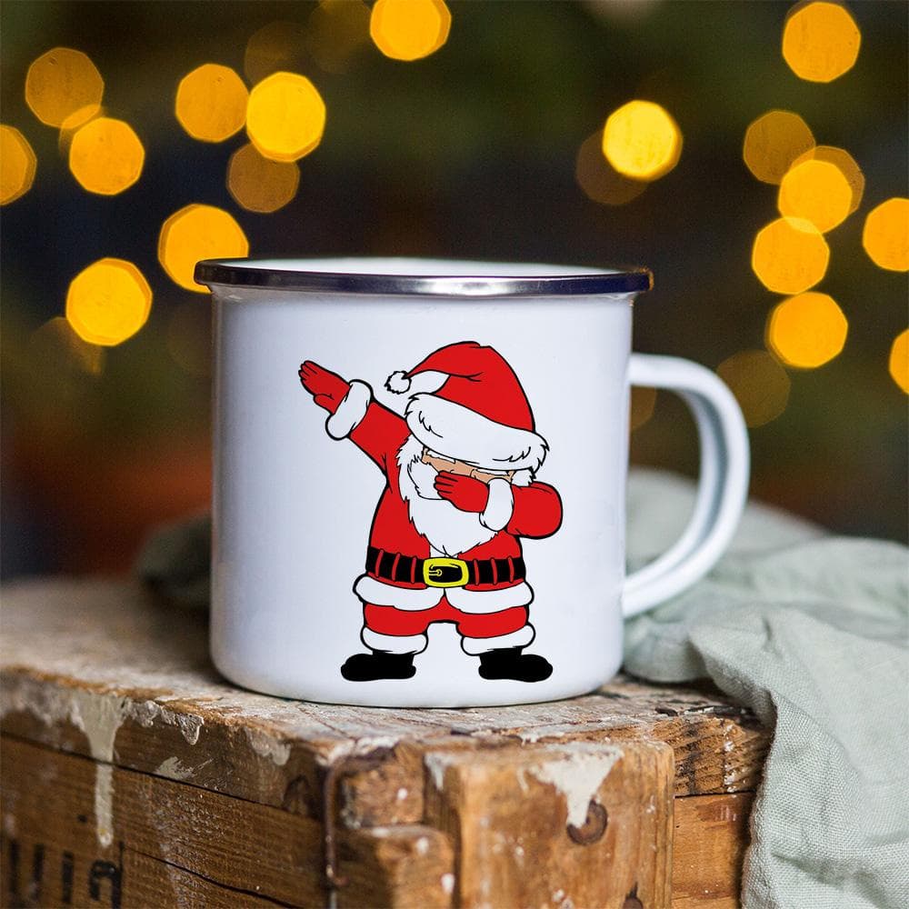 Snowman Deer Print Enamel Coffee Mugs Christmas Gifts New Year Party Wine Beer Juice Drink Tea Cups Mug Home Kitchen Drinkware