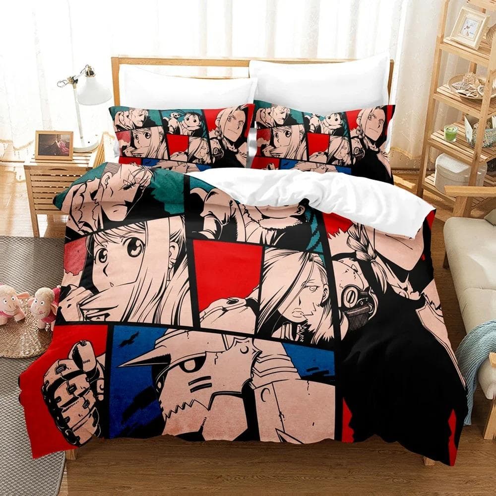 Anime Fullmetal Alchemist Bedding Set Duvet Cover Bedroom Comforter Single Twin King Size Quilt Cover Home Textile 2/3PCS 135X200cm-2pcs