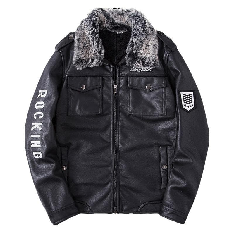 Fur Integrated Men's Jacket Autumn and Winter New Trendy Korean Style Handsome Plus Velvet Thickened Motorcycle Jacket 4XL