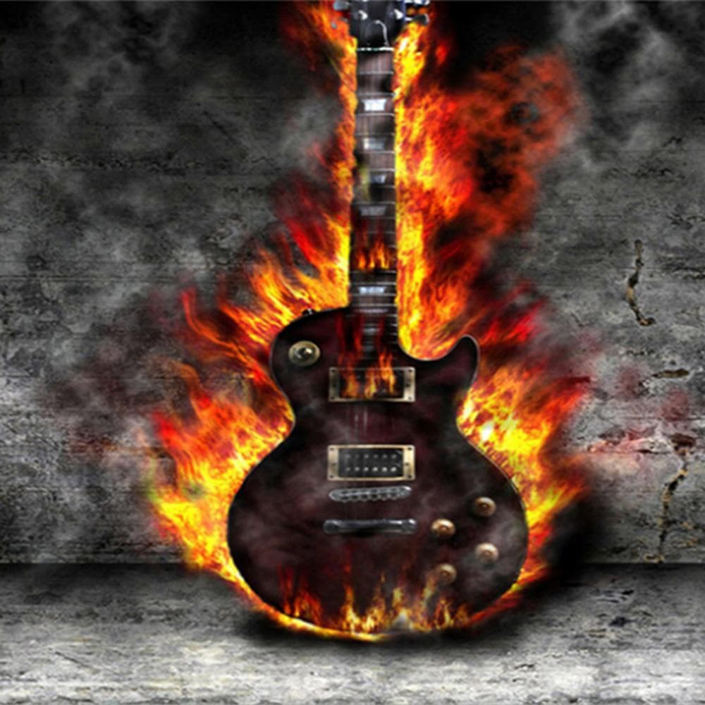 Needlework Diamond Painting fire Guitar Rhinestone Cross Stitch Crafts Diamond Embroidery Home Decoration gift 30X30CM