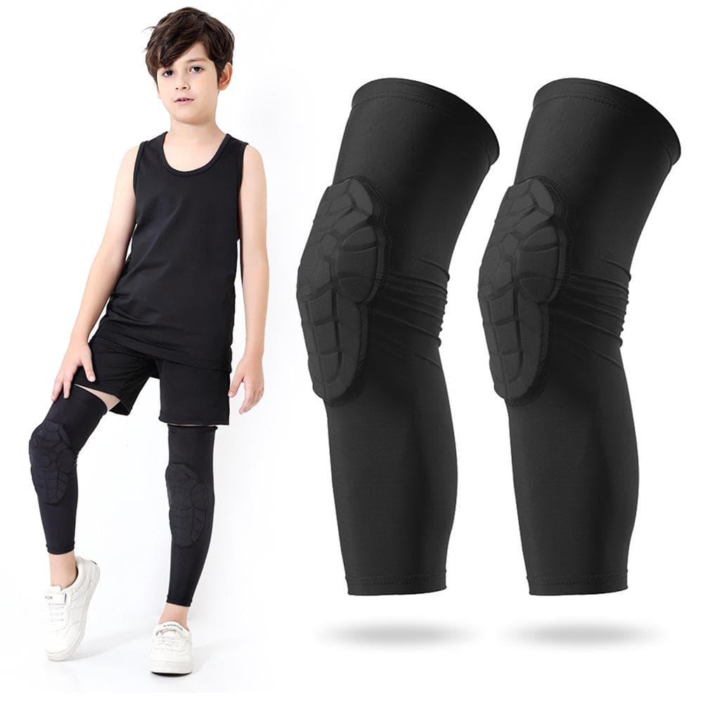Kids Compression Leg Sleeves Anti-Slip Leg Sleeves w/ Protective Knee Pads YM