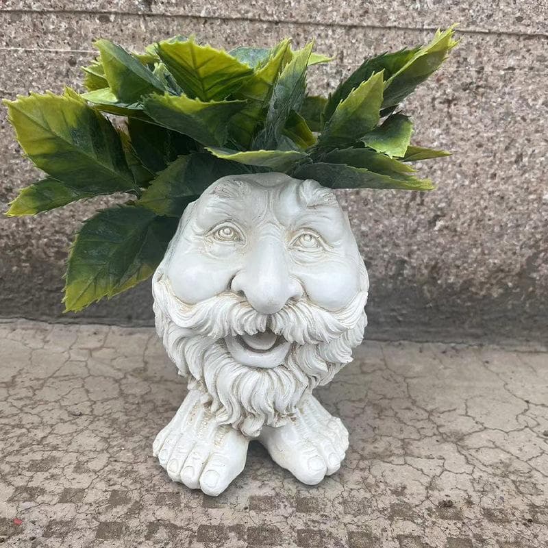 1Pcs Funny Muggle Face Sculpture Pot Funny Expression Pack White Resin Craft Interesting Plant Cultivation Pots 11x12x15cm