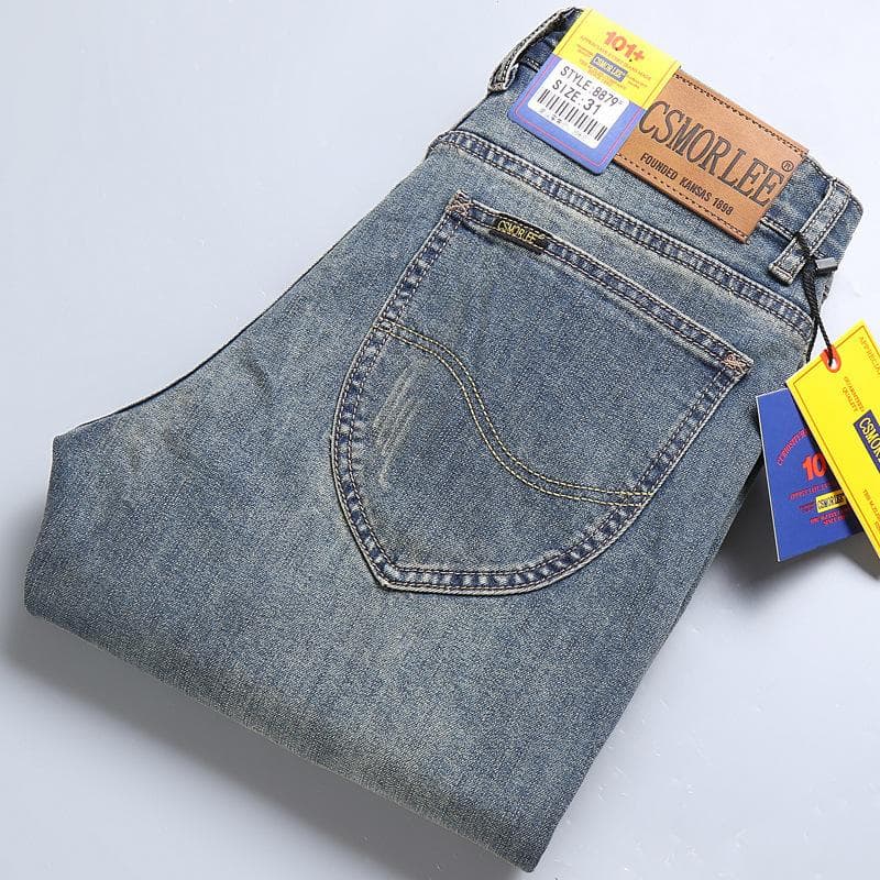 Jeans Men Straight Loose Elastic Slim Spring and Autumn Models Nostalgia Long Trousers Men Tide Trousers 28