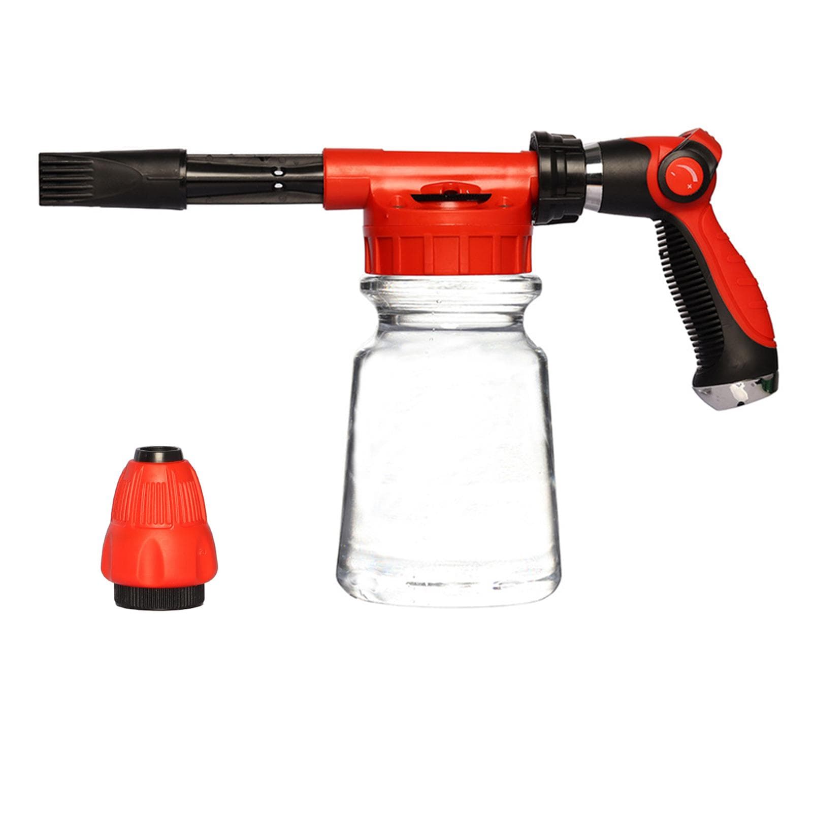 Car Wash Foam Gun with 1L White Bottle Spray Nozzle Connector Foam Sprayer for Home, Garden, Car transparent