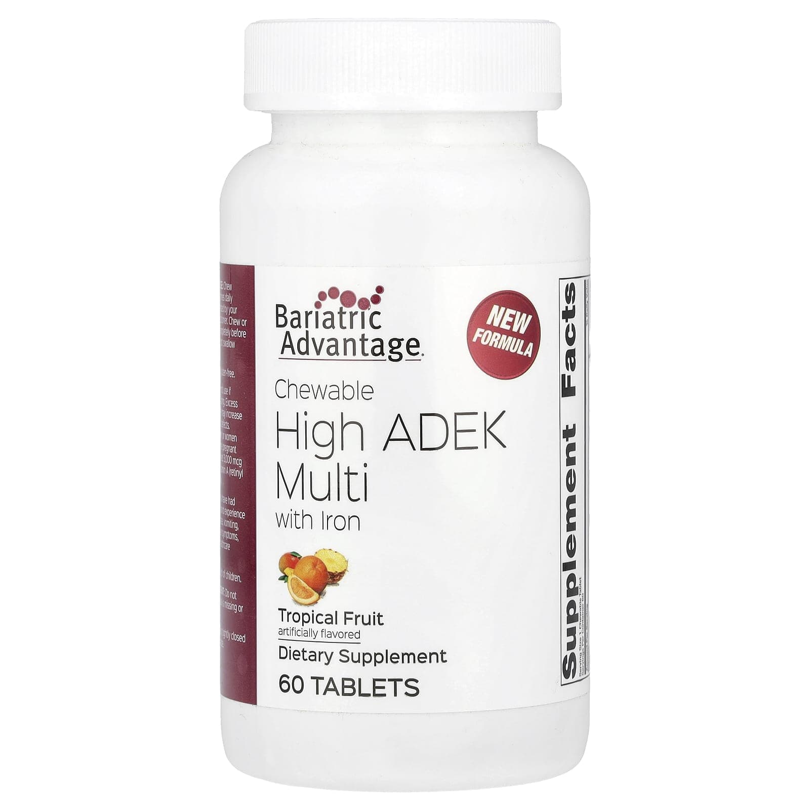 Bariatric Advantage, Chewable High ADAK Multi + Iron with Tropical Fruit, 60 Tablets