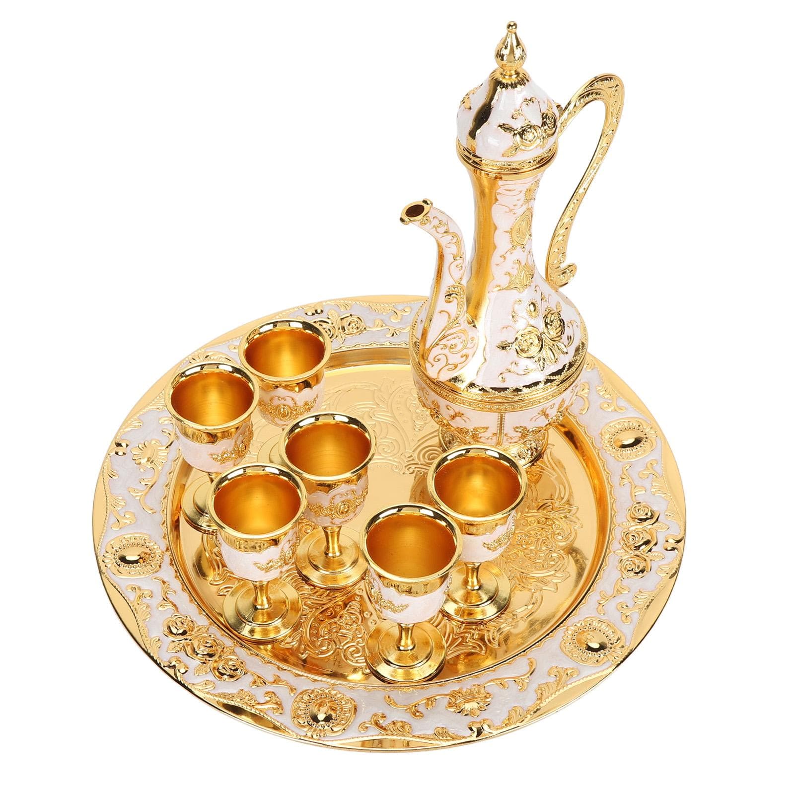 Vintage Coffee Pot Set Multipurpose European Court Style Innovative Metal Tea Pot Cups Set for Home