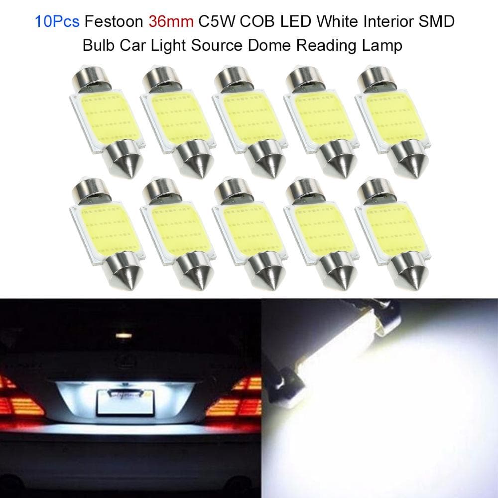10Pcs Festoon 36mm C5W  COB LED White Interior SMD Bulb Car Light Source 36mm