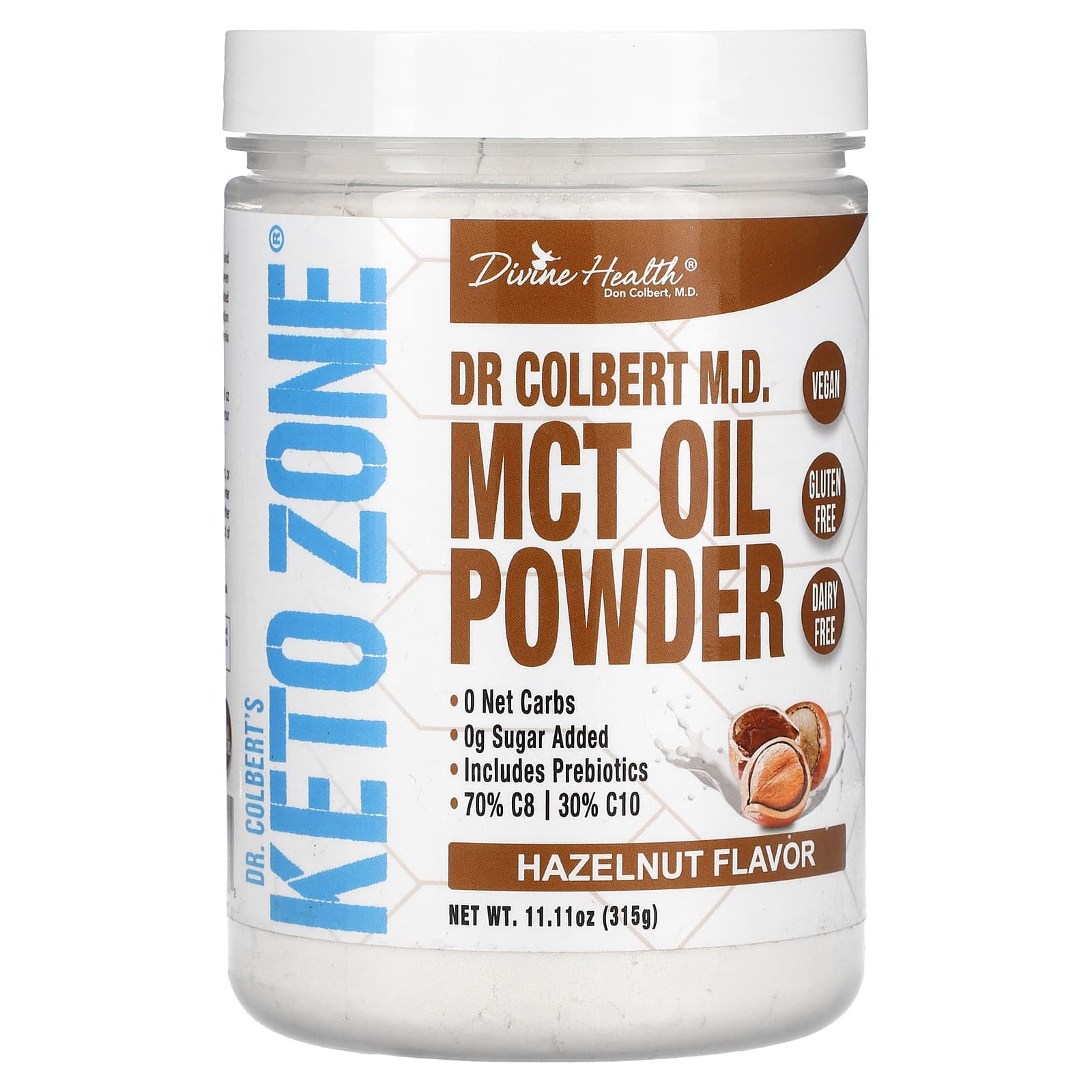 Divine Health, Dr. Colbert Keto Zone, MCT Oil Powder, Hazelnut, 11.11 oz (315 g)