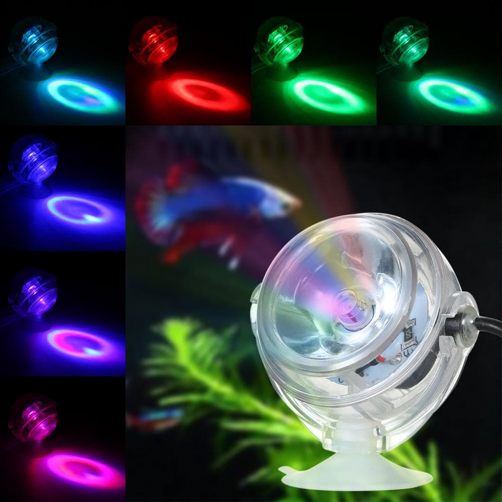 Aquarium Waterproof LED Spotlight Submersible Light Convex Lens Design with Suction Cup Fish Tank Blue