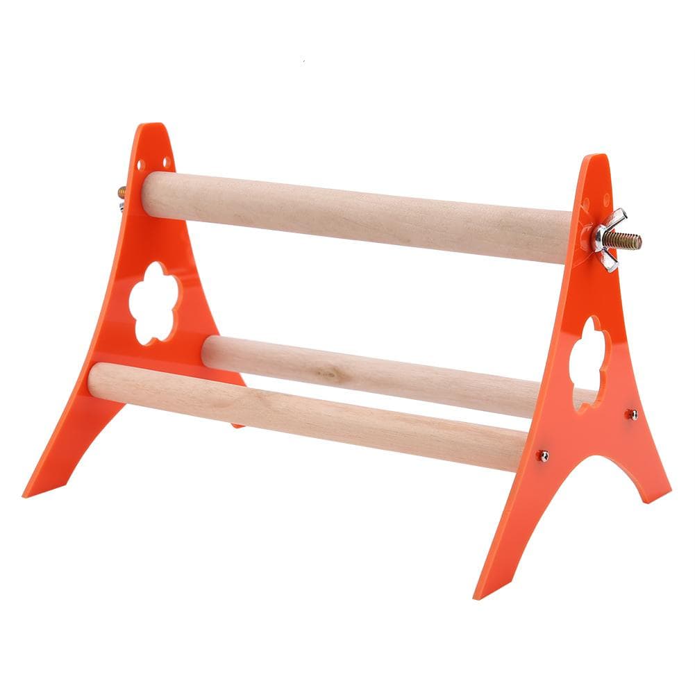 Orange Wooden Tripod Toys Table Toy Portable Outboard Tripod Toy for Parrot Big Size