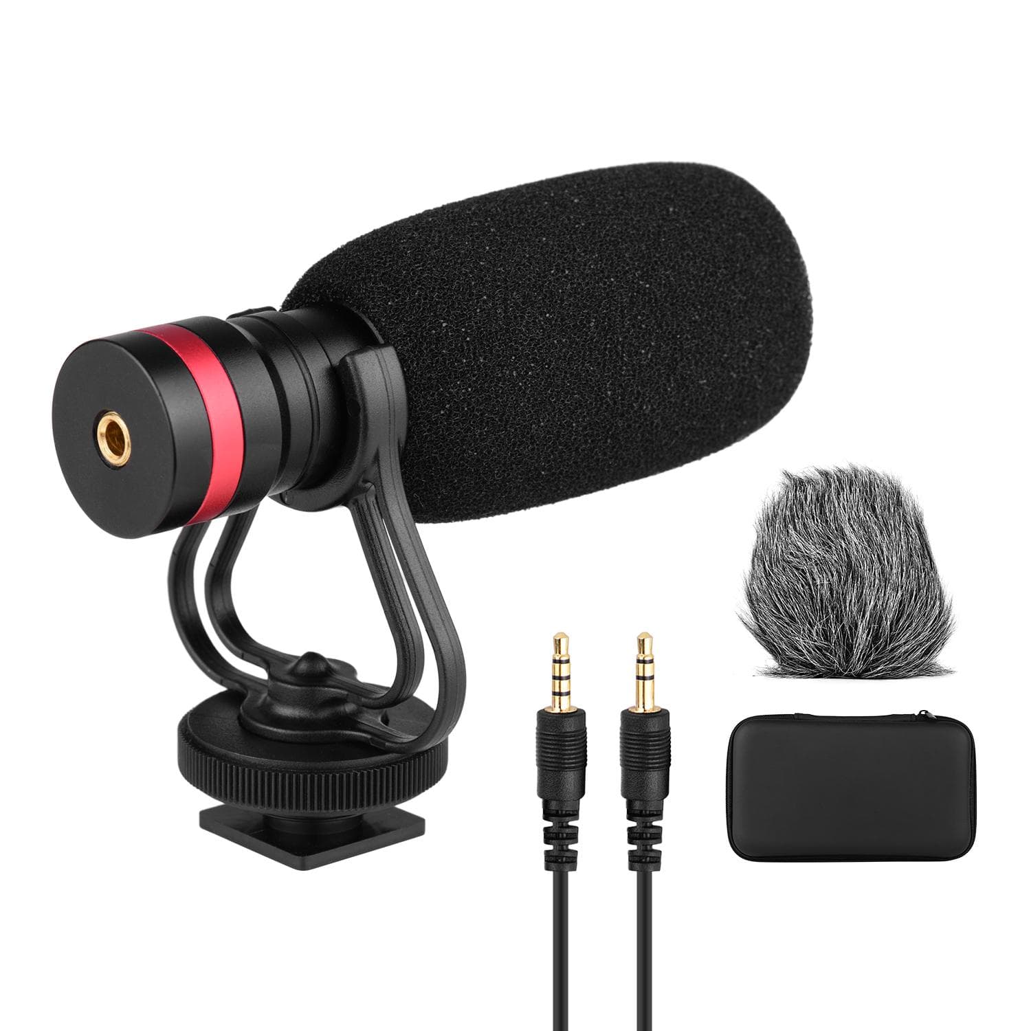 Cardioid Directional Condenser Microphone with Anti-Shock Mount 3.5mm TRS and TRRS Audio Output black
