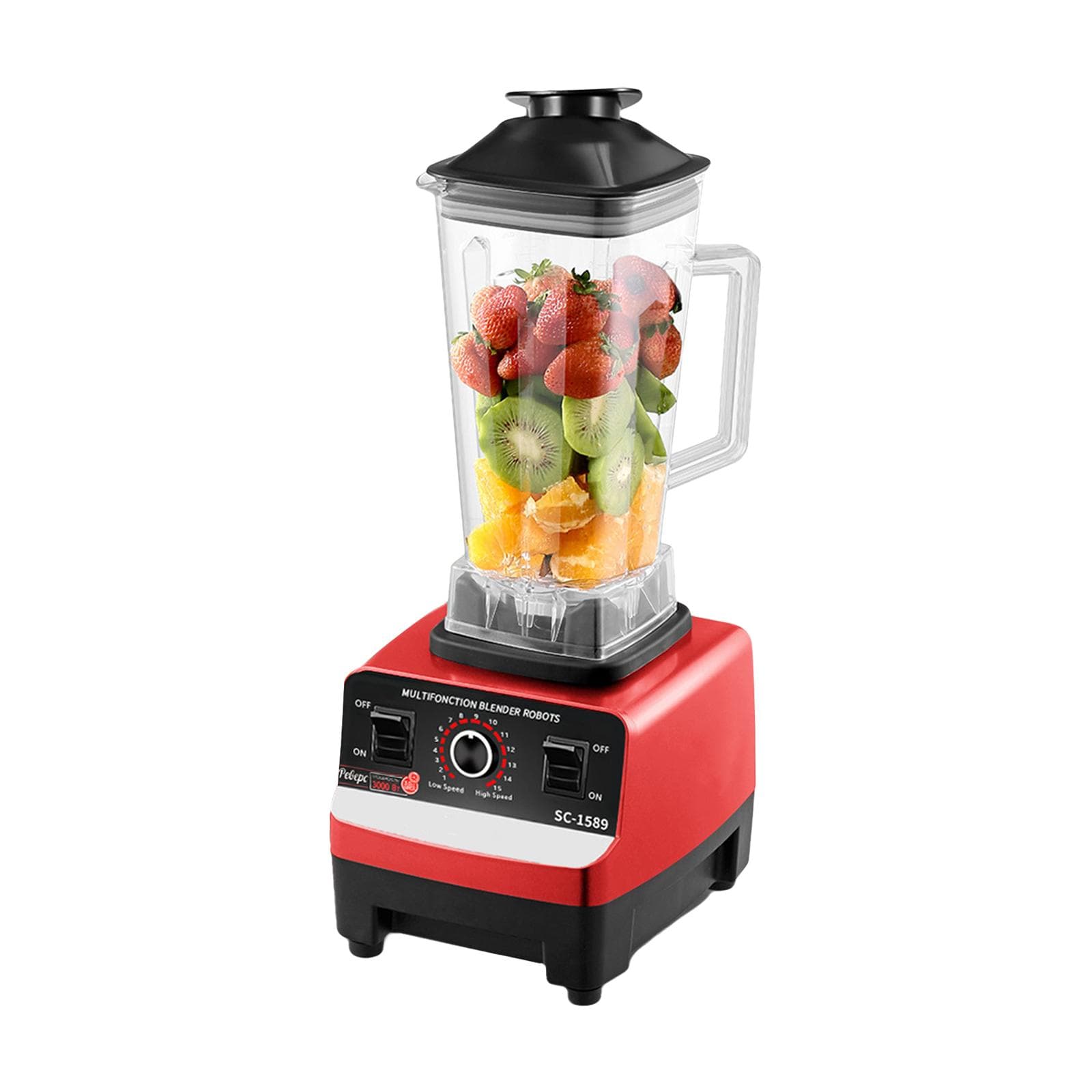 Multifunctional Blender for Smoothie Milkshake Juicer Ice Crusher Electric Grain Grinder 4500W 15 Rotating Speeds EU Plug red