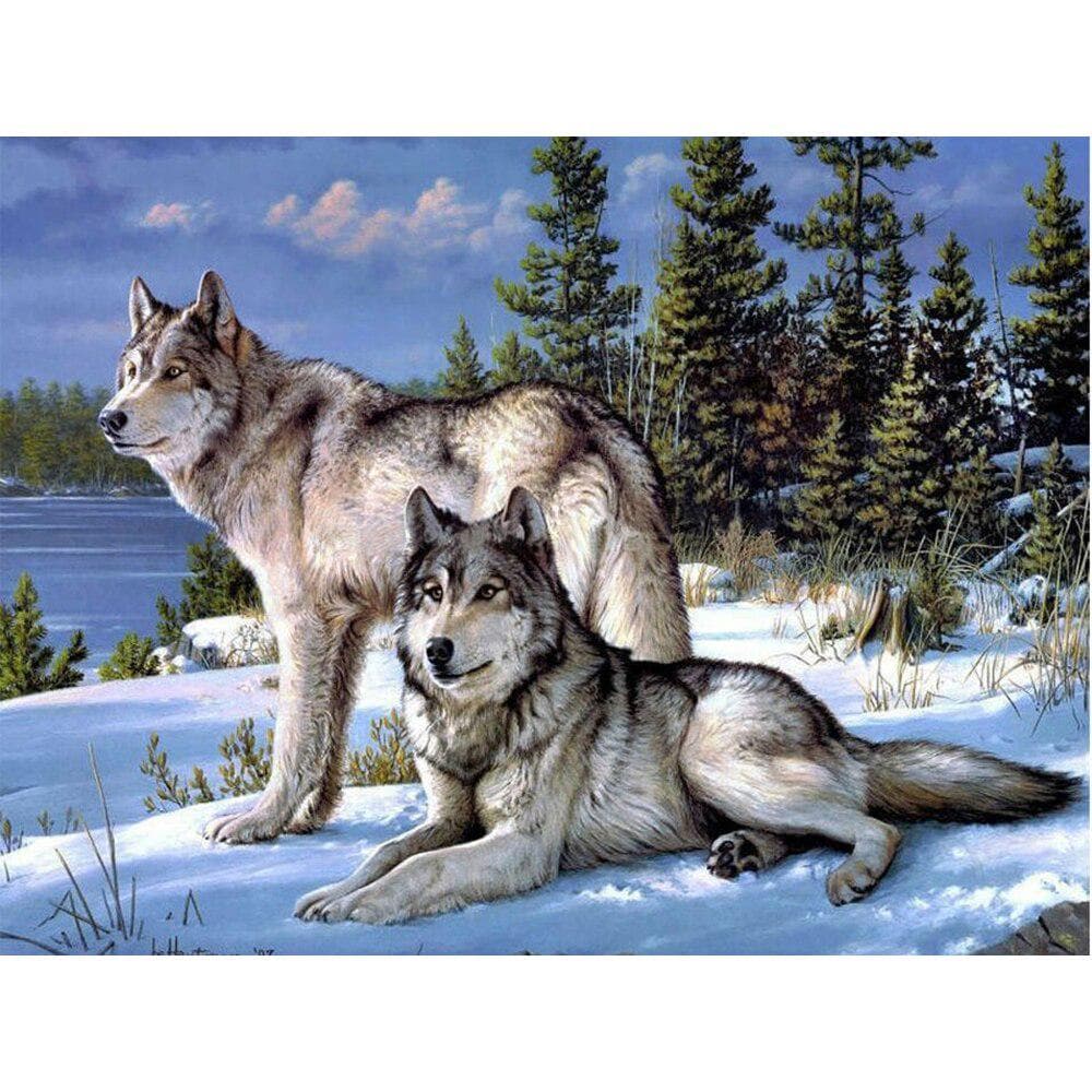 Diamond Painting Full Drill Animal Rhinestone Cross Stitch Diamond Embroidery Wolf Diamond Mosaic 20X30CM