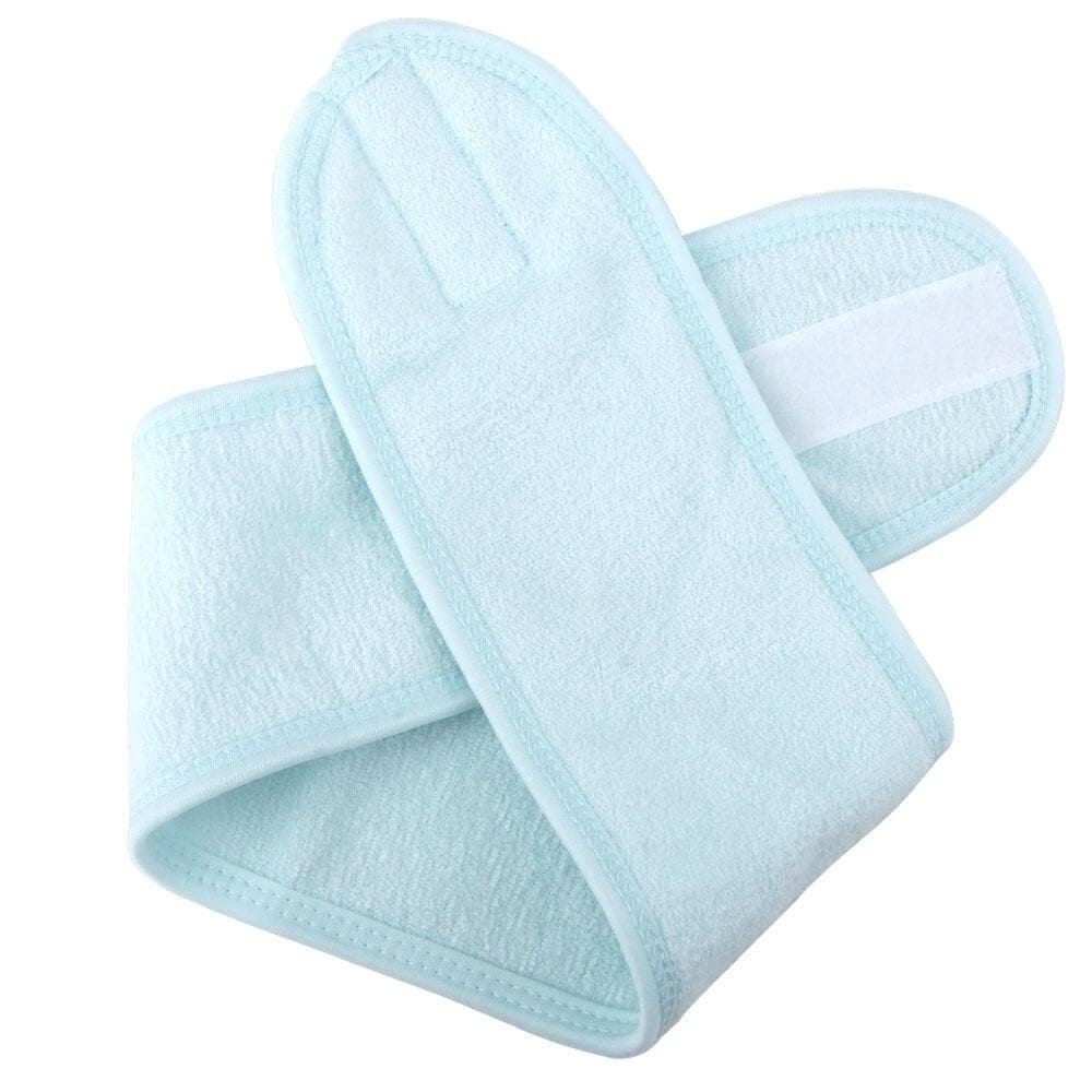 Eyelashes Extension Spa Face Headband Wrap Head Terry Cloth Headband Make Up Stretch Towel with Magic Tape Makeup Accessories blue