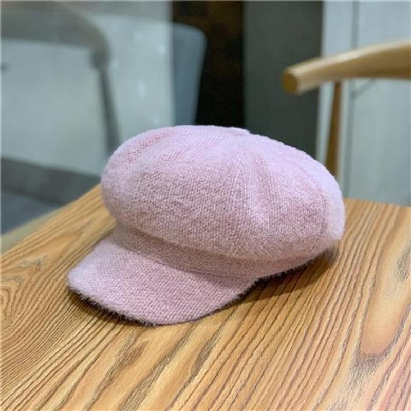 Octagonal Duckbill Hat Women's Versatile Autumn and Winter Warm Women's Solid Color Pumpkin Beret one size